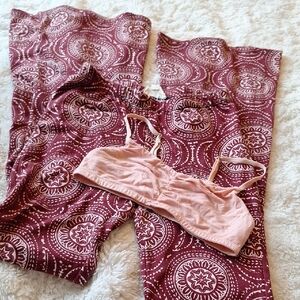Pink & Red Artistic Bell Bottom Pant XS & Intimitely Free Bralette Soft Pink XS